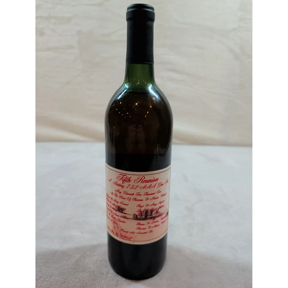 Vintage 2000 Custom Homemade‎ Red Wine Bottle 750ml Military Reunion Memorabilia